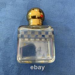 Cave à parfum 3 flacons en cristal dans étui en cuir XIXe / Napoléon III