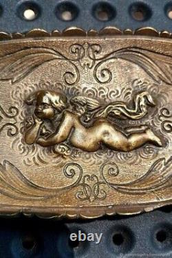 Cendrier ancien angelot bronze XIX siècle Ashtray old bronze cherub XIX century