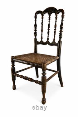 Chaise Enfant Napoléon III Ancienne Bois Noirci Cannage XIXe Vintage