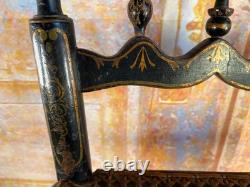 Chaise Enfant Napoléon III Ancienne Bois Noirci Cannage XIXe Vintage