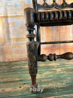 Chaise Enfant Napoléon III Ancienne Bois Noirci Cannage XIXe Vintage