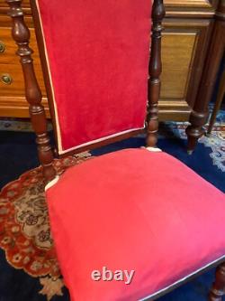 Chaise chauffeuse à haut dossier en acajou sculpté XIXe Napoléon III