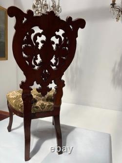 Chaise chauffeuse d'époque Napoléon III en acajou sculpté XIX siècle