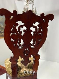 Chaise chauffeuse d'époque Napoléon III en acajou sculpté XIX siècle