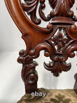 Chaise chauffeuse d'époque Napoléon III en acajou sculpté XIX siècle