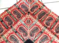 Châle en cachemire Napoléon III XIXe siècle noir rouge or textile ancien Châle en cachemire Napoléon III XIXe siècle noir rouge or textile ancien
