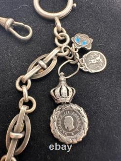 Châtelaine pour montre gousset en argent Napoleon III campagne d'Italie XIXe