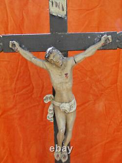 Christ en croix Crucifix Bois et stuc XIX°