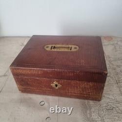 Coffret A Bijoux Palais Royal Napoléon III Cuir Velours Bleu XIXè Casket 19thC