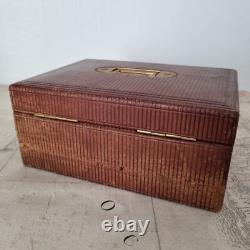 Coffret A Bijoux Palais Royal Napoléon III Cuir Velours Bleu XIXè Casket 19thC