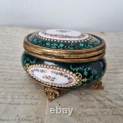 Coffret Emaux Vert Email XIXè Enamel Green Box 19thC