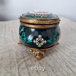 Coffret Emaux Vert Email XIXè Enamel Green Box 19thC