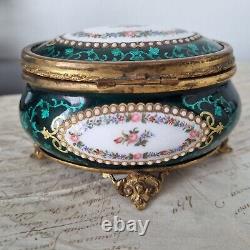 Coffret Emaux Vert Email XIXè Enamel Green Box 19thC