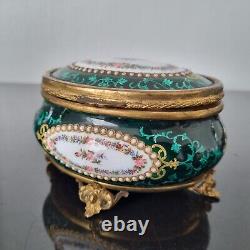 Coffret Emaux Vert Email XIXè Enamel Green Box 19thC