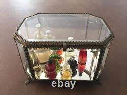Coffret Mariage Verre biseauté Pans Coupés Napoléon III XIXe Boîte Bijoux Lot 2