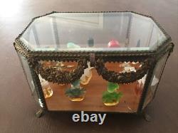 Coffret Mariage Verre biseauté Pans Coupés Napoléon III XIXe Boîte Bijoux Lot 2