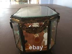 Coffret Mariage Verre biseauté Pans Coupés Napoléon III XIXe Boîte Bijoux Lot 2