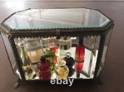 Coffret Mariage Verre biseauté Pans Coupés Napoléon III XIXe Boîte Bijoux Lot 2