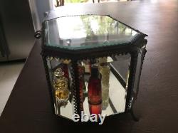 Coffret Mariage Verre biseauté Pans Coupés Napoléon III XIXe Boîte Bijoux Lot 2