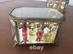 Coffret Mariage Verre biseauté Pans Coupés Napoléon III XIXe Boîte Bijoux Lot 2