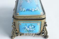 Coffret à bijoux émaux Bressans Muguet XIXe siècle Napoléon III (77032)