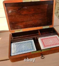 Coffret à bijoux ou à jeux en marqueterie bois de rose & Ronce de Noyer XIX Ème