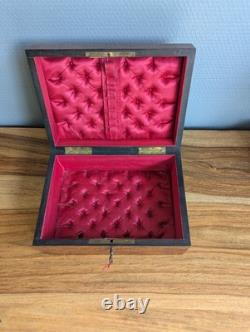 Coffret bijoux Napoléon III loupe orme marqueterie nacre laiton XIXe