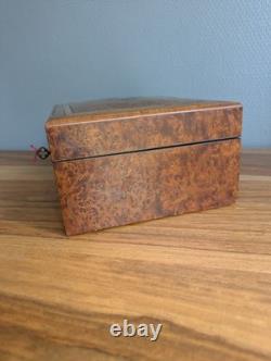 Coffret bijoux Napoléon III loupe orme marqueterie nacre laiton XIXe