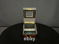 Coffret porte-montre en bois marqueté et laiton, vitre biseautée, XIXe siècle