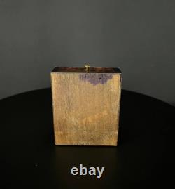 Coffret porte-montre en bois marqueté et laiton, vitre biseautée, XIXe siècle