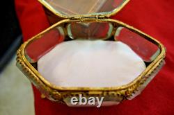 Coffret verre biseauté et laiton doré XIX Napoleon III