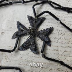 Collier Bijou Deuil Napoléon III Second Empire Croix Malte Argent Filigrané XIXè