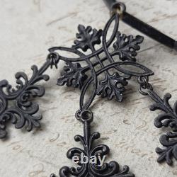 Collier Bijou Deuil Napoléon III Second Empire Croix Malte Argent Filigrané XIXè