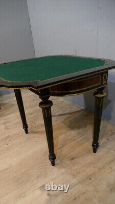 Console Table à Jeux Napoléon III En Loupe De Thuya, Bois Noirci Et Bronze, XIXe