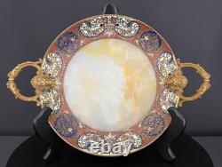 Coupe décorative en onyx et bronze à émaux cloisonnés Fin XIXe / début XXe siè