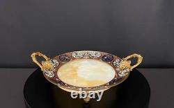 Coupe décorative en onyx et bronze à émaux cloisonnés Fin XIXe / début XXe siè