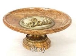 Coupe décorative marbre bronze doré angelot putti livres Napoléon III XIXè
