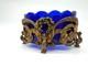 Coupe Verre Bleu Cobalt Et Bronze Doré Xixe Style Louis Xv Rococo Antique