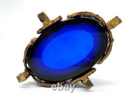Coupe verre bleu cobalt et bronze doré XIXe style Louis XV Rococo antique Coupe verre bleu cobalt et bronze doré XIXe style Louis XV Rococo antique