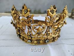 Couronne De Vierge XIXè Reliquaire avec Strass Napoléon III