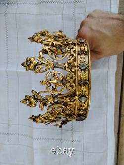 Couronne De Vierge XIXè Reliquaire avec Strass Napoléon III