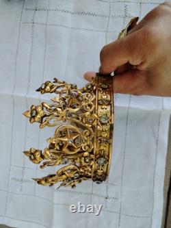 Couronne De Vierge XIXè Reliquaire avec Strass Napoléon III