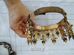 Couronne De Vierge XIXè Reliquaire avec Strass Napoléon III