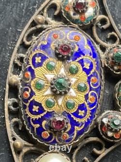 Croix bressanne en argent émaillé Encadrée Napoléon III Fin XIXe siècle