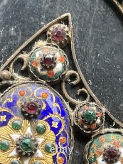 Croix bressanne en argent émaillé Encadrée Napoléon III Fin XIXe siècle