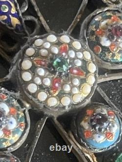 Croix bressanne en argent émaillé Encadrée Napoléon III Fin XIXe siècle