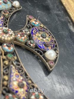 Croix bressanne en argent émaillé Encadrée Napoléon III Fin XIXe siècle
