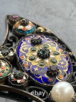 Croix bressanne en argent émaillé Encadrée Napoléon III Fin XIXe siècle