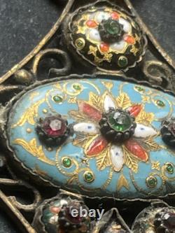 Croix bressanne en argent émaillé Encadrée Napoléon III Fin XIXe siècle