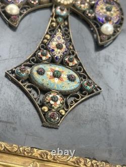 Croix bressanne en argent émaillé Encadrée Napoléon III Fin XIXe siècle